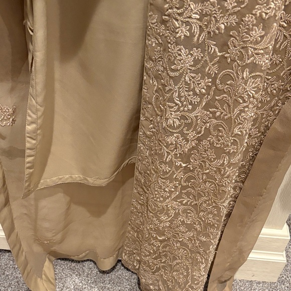 Elegant Tan Embroidered Dress - Picture 5 of 6